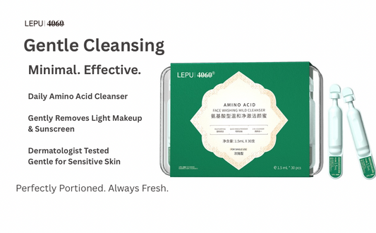 Pre-Portioned Amino Acid Face Wash – Individually Sealed Gentle Cleanser for All Skin Types, Removes Makeup & Sunscreen, 30 Units, LEPU 4060